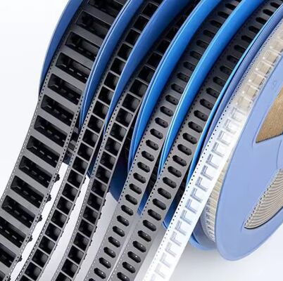 Embossed carrier tape for plastic reels, compatible with 8-88mm width, custom length supported.